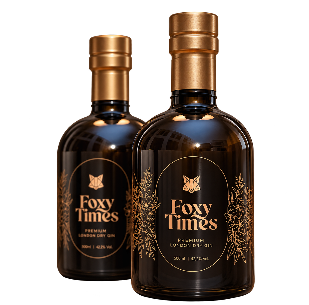 Foxy times gin bottles product shot